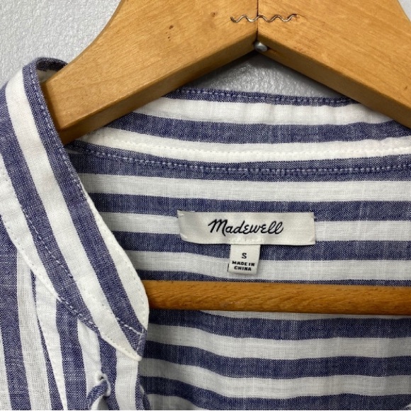 MADEWELL Blue Striped Terrace Lace Up Top - Picture 3 of 6